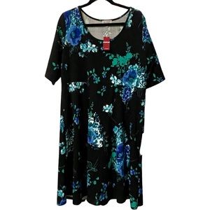 Avenue Black Floral Midi Dress NWT 18/20